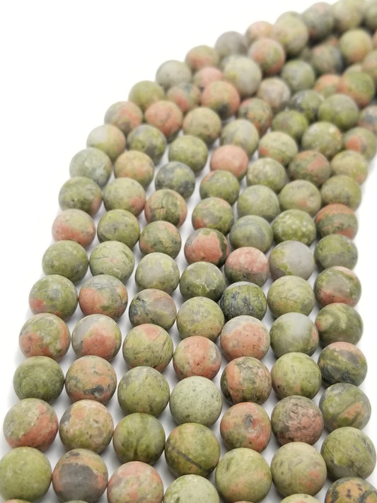 Unakite (Round)(Matte)(16"Strand)