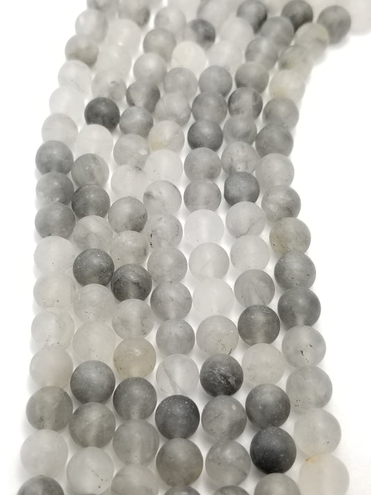 Cloudy Quartz (Round)(Matte)(16"Strand)