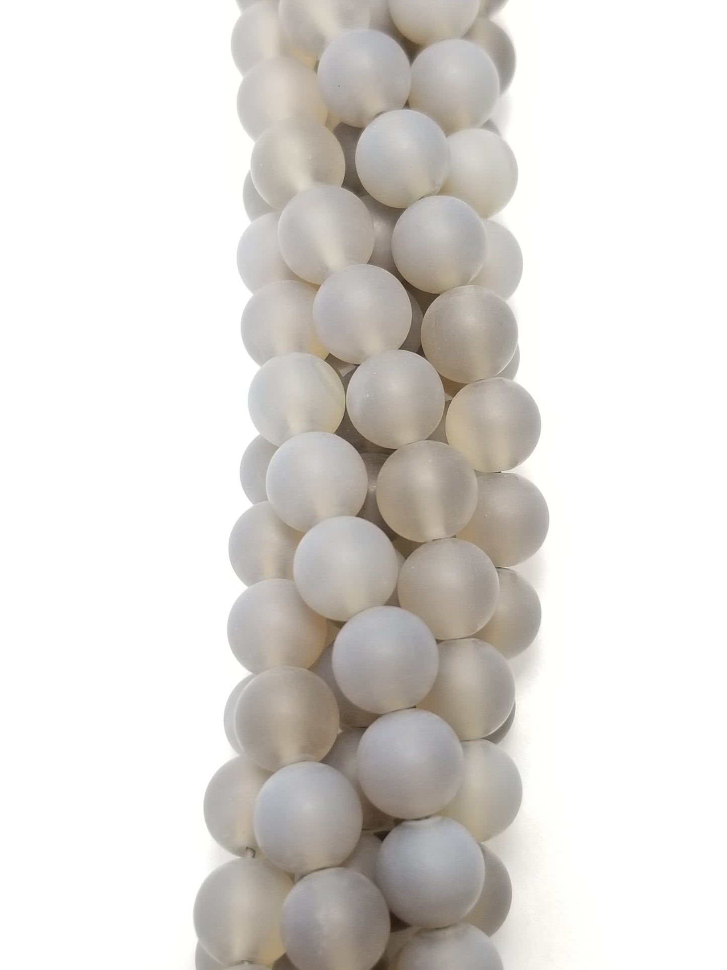 Grey Chalcedony (Round)(Matte)(16"Strand)