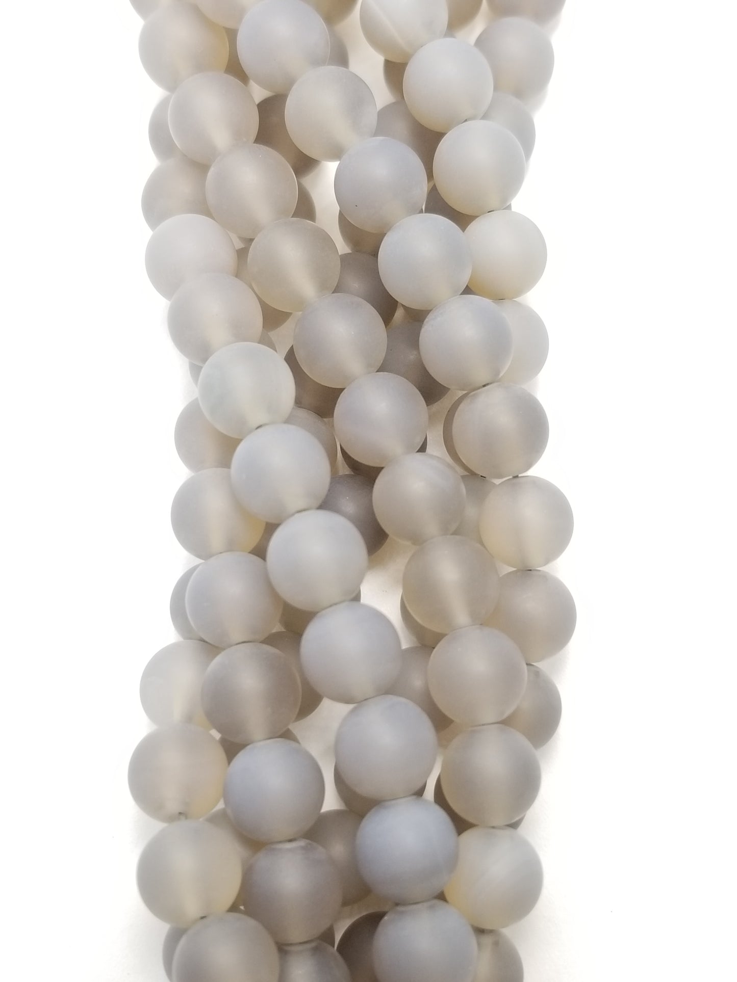 Grey Chalcedony (Round)(Matte)(16"Strand)