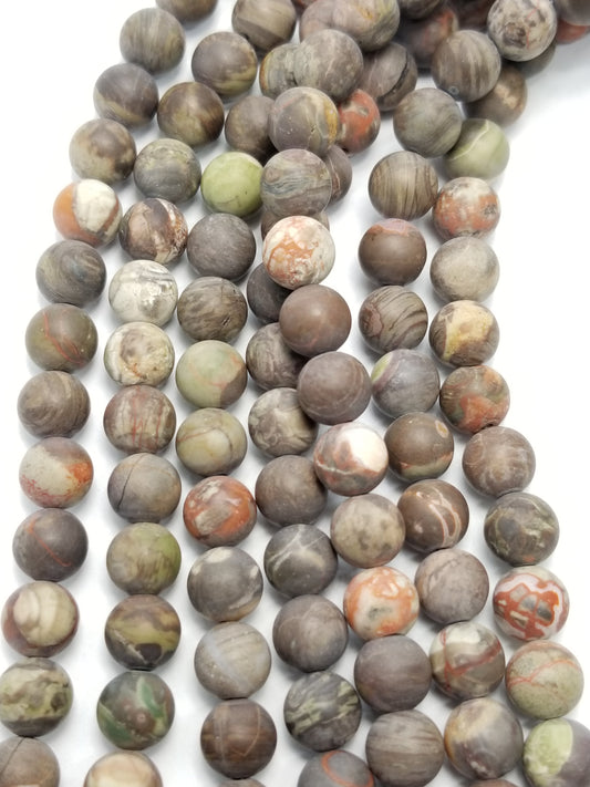 Mushroom Rhyolite (Round)(Matte)(16"Strand)