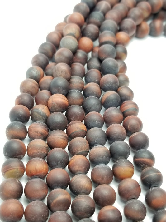 Red Tiger Eye (Round)(Matte)(16"Strand)