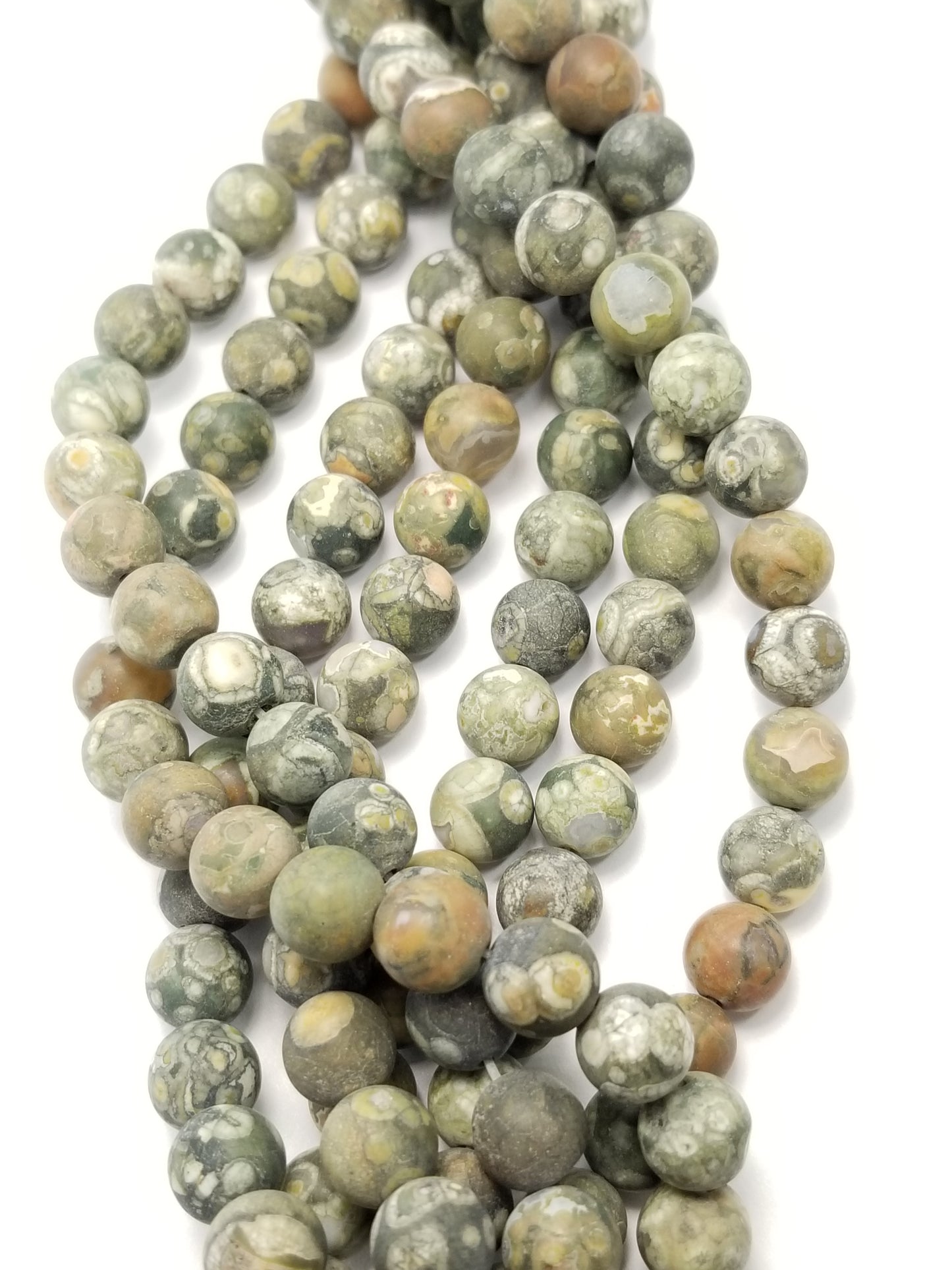 Green Rhyolite (Round)(Matte)(16"Strand)