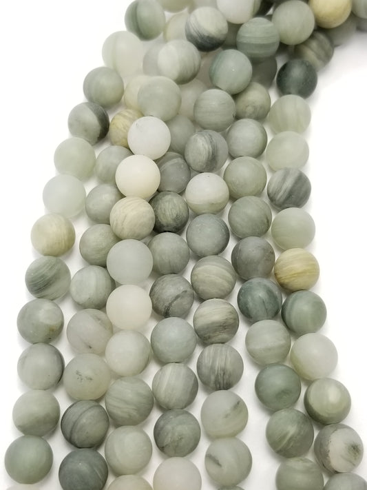 Seaweed Agate (Round)(Matte)(16"Strand)