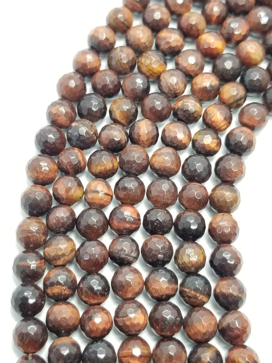 Red Tiger Eye (Round)(Faceted)(16"Strand)