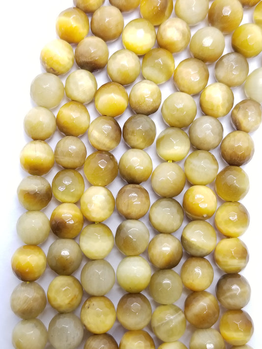 Golden Tiger's Eye (Round)(Faceted) (4mm)(6mm)(8mm)(10mm)(12mm)(16"Strand)