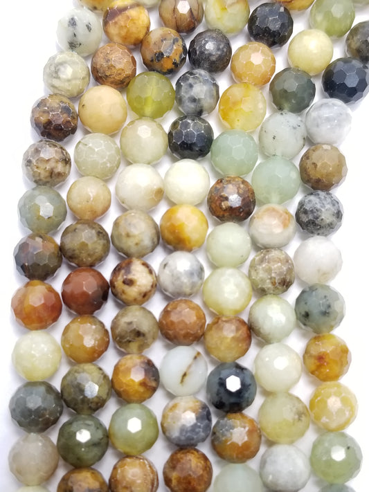 Flower Jade (Round)(Faceted)(6mm)(8mm)(10mm)(16"Strand)