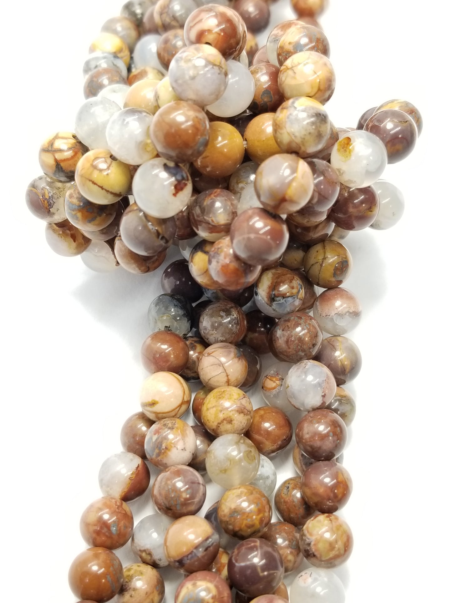 Thunder Egg Agate (Round)(Smooth)(16"Strand)