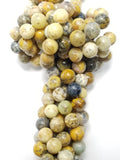 Yellow Dendritic Opal (Round)(Smooth)(16"Strand)