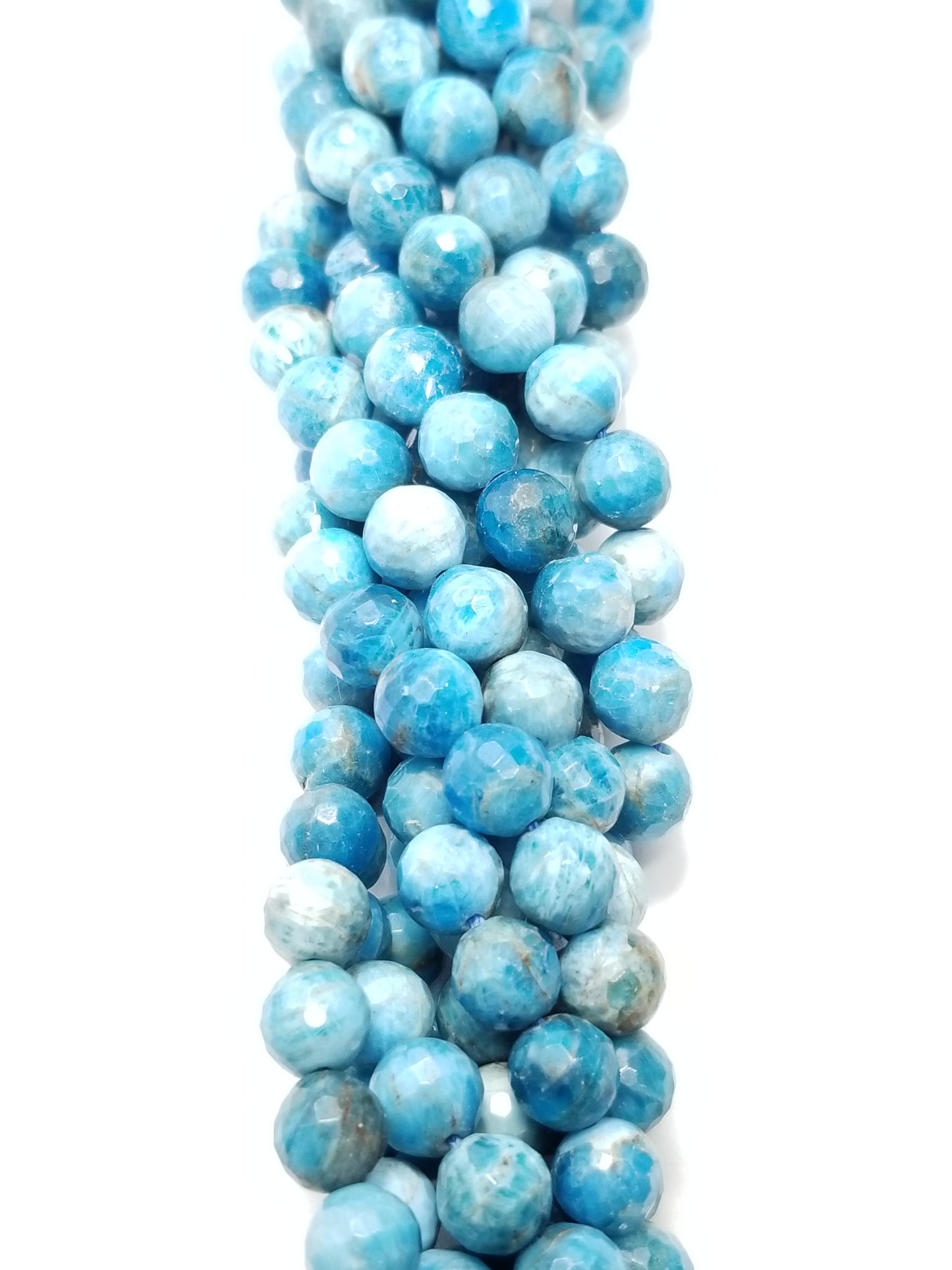 Blue Apatite (Round)(Faceted)(6mm)(8mm)(16"Strand)