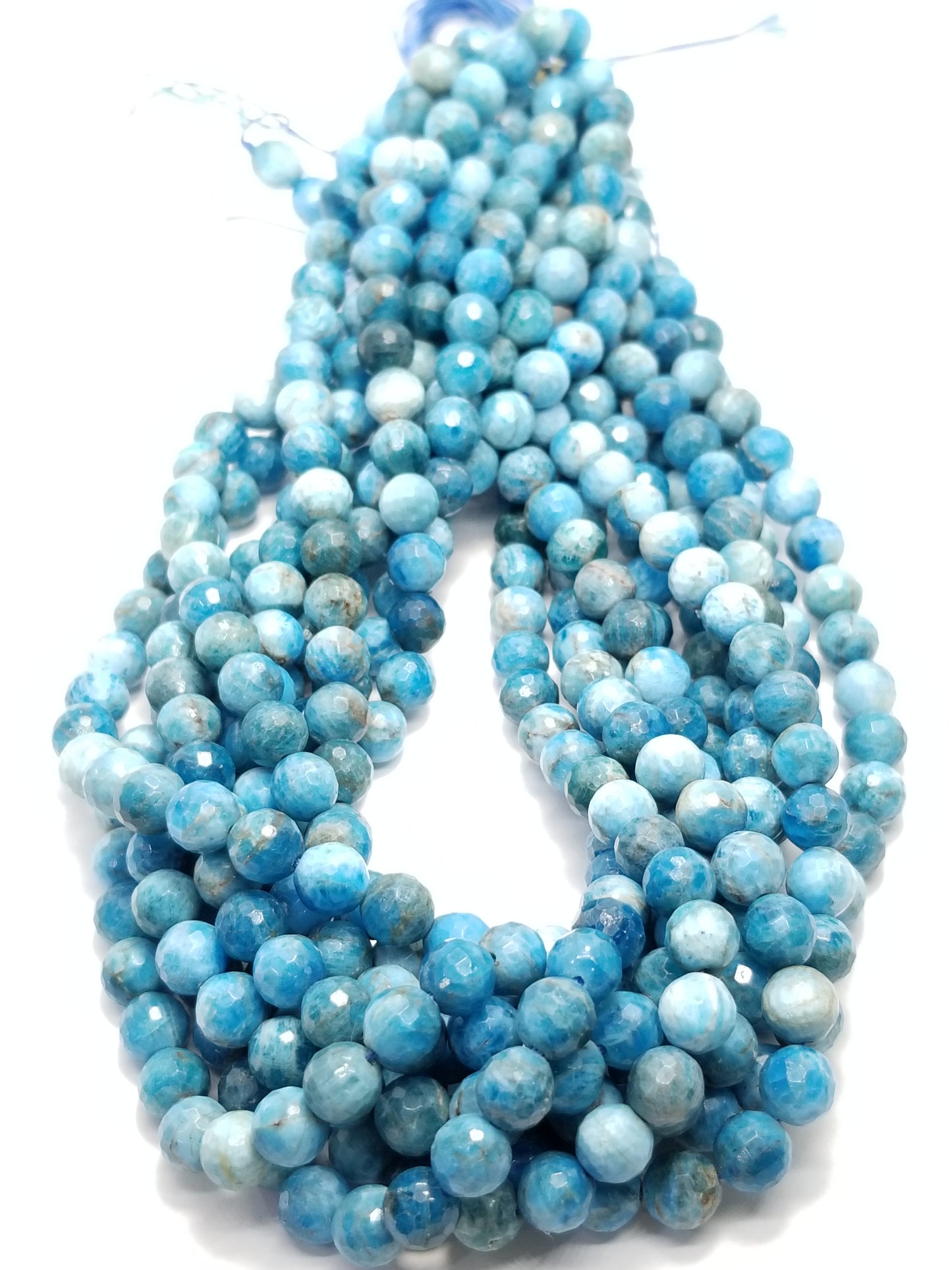 Blue Apatite (Round)(Faceted)(6mm)(8mm)(16"Strand)