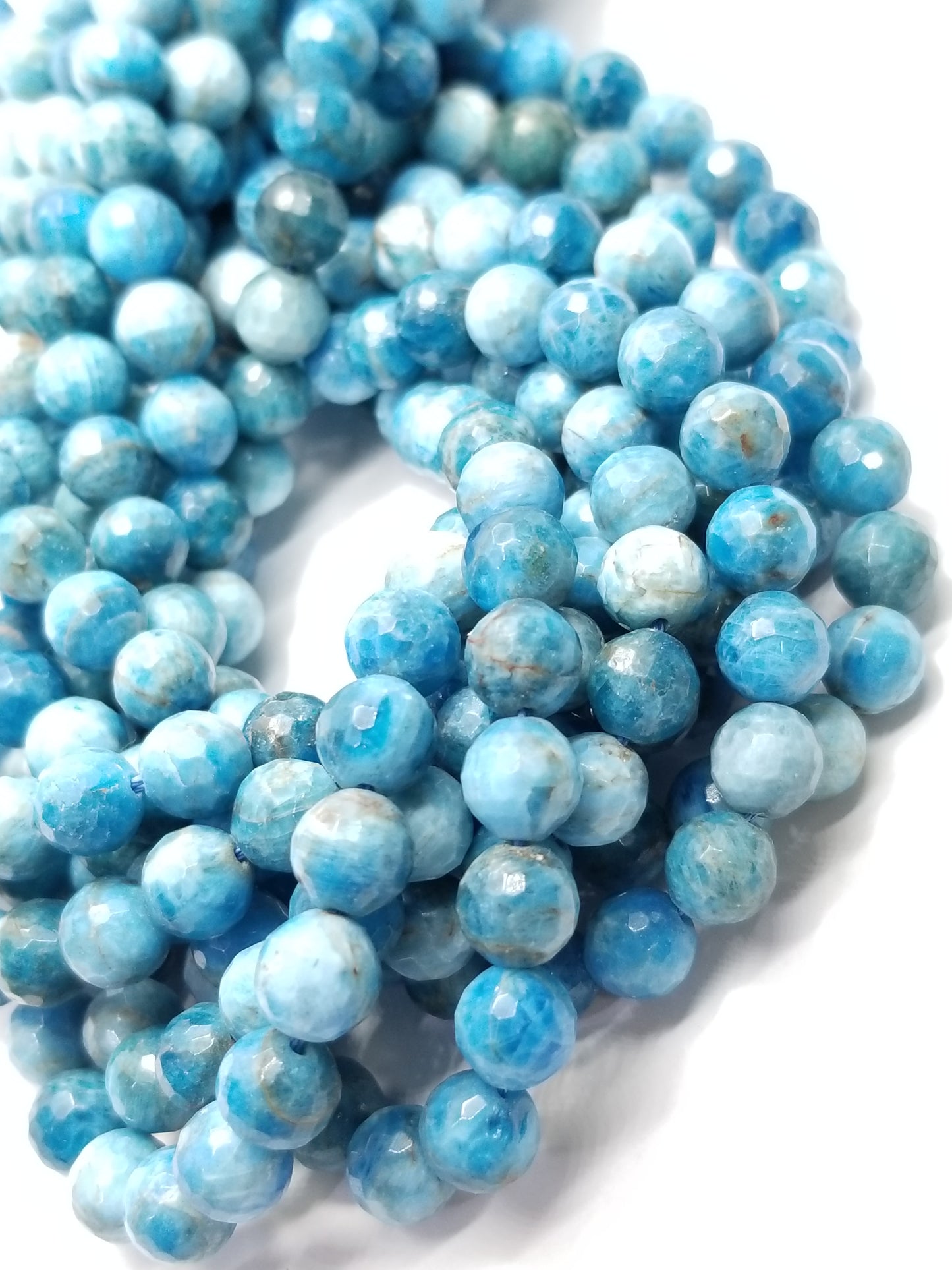 Blue Apatite (Round)(Faceted)(6mm)(8mm)(16"Strand)