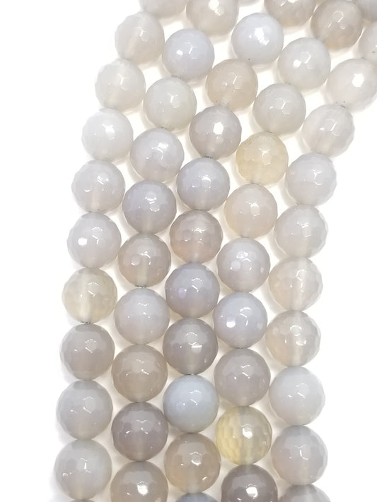 Grey Chalcedony (Round)(Faceted)(16"Strand)