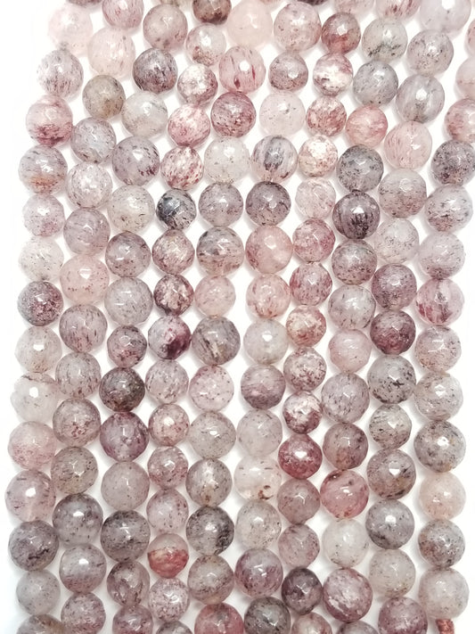 Strawberry Quartz (Round)(Faceted)(16"Strand)