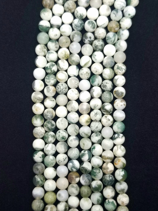 Tree Agate (Round)(Matte)(16"Strand)