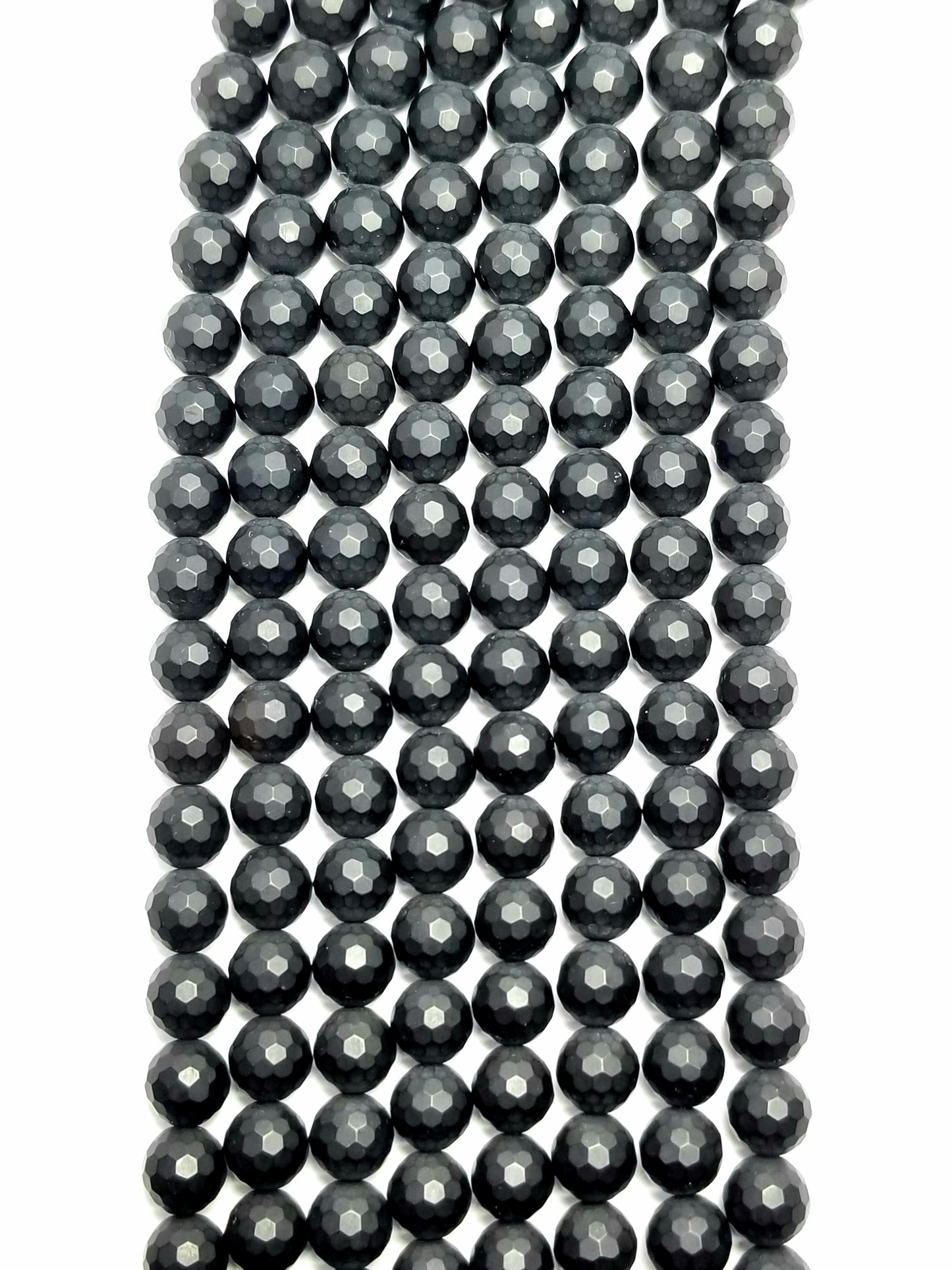 Black Onyx (Round)(Faceted)(Matte)(16"Strand)