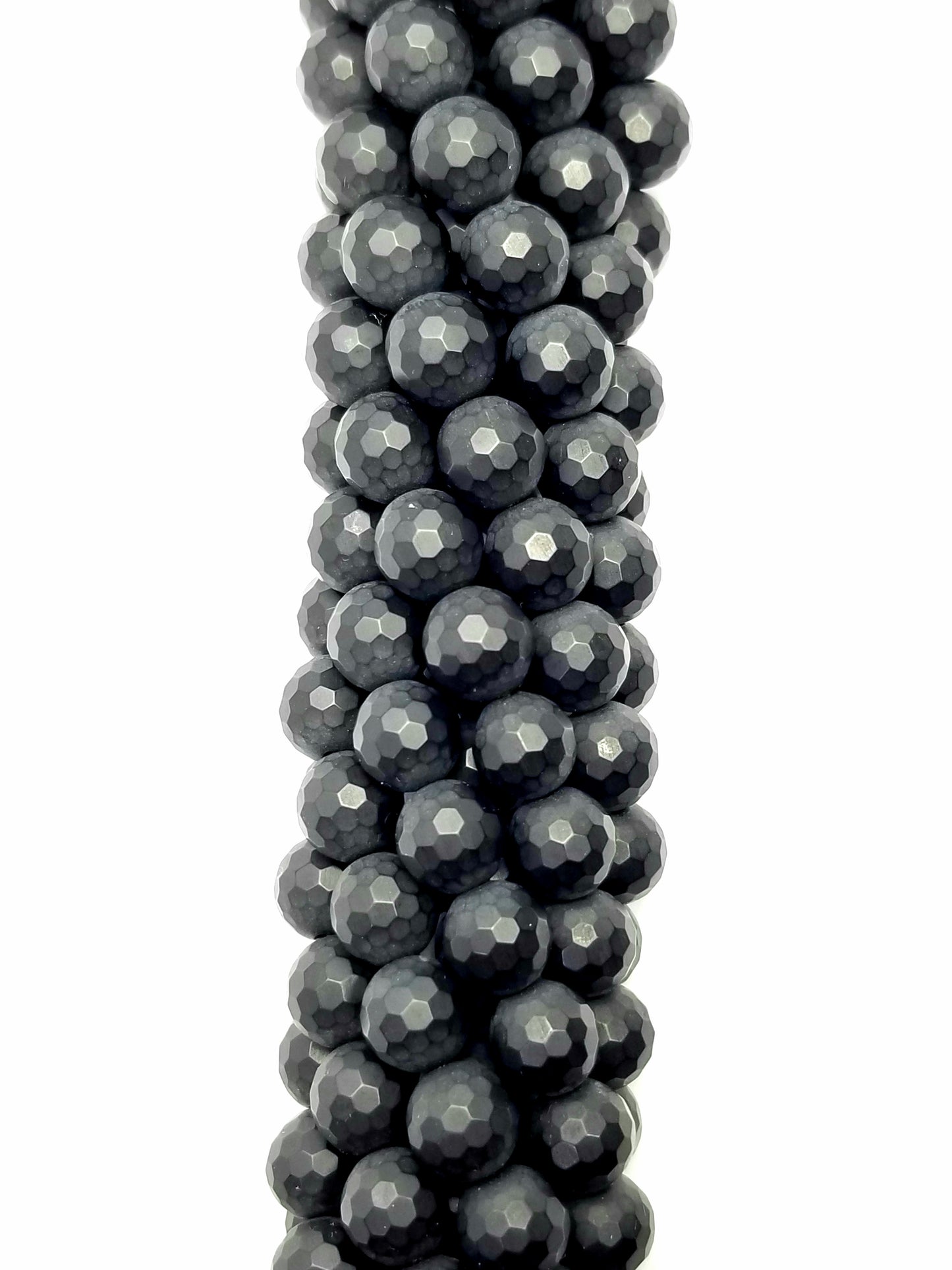 Black Onyx (Round)(Faceted)(Matte)(16"Strand)