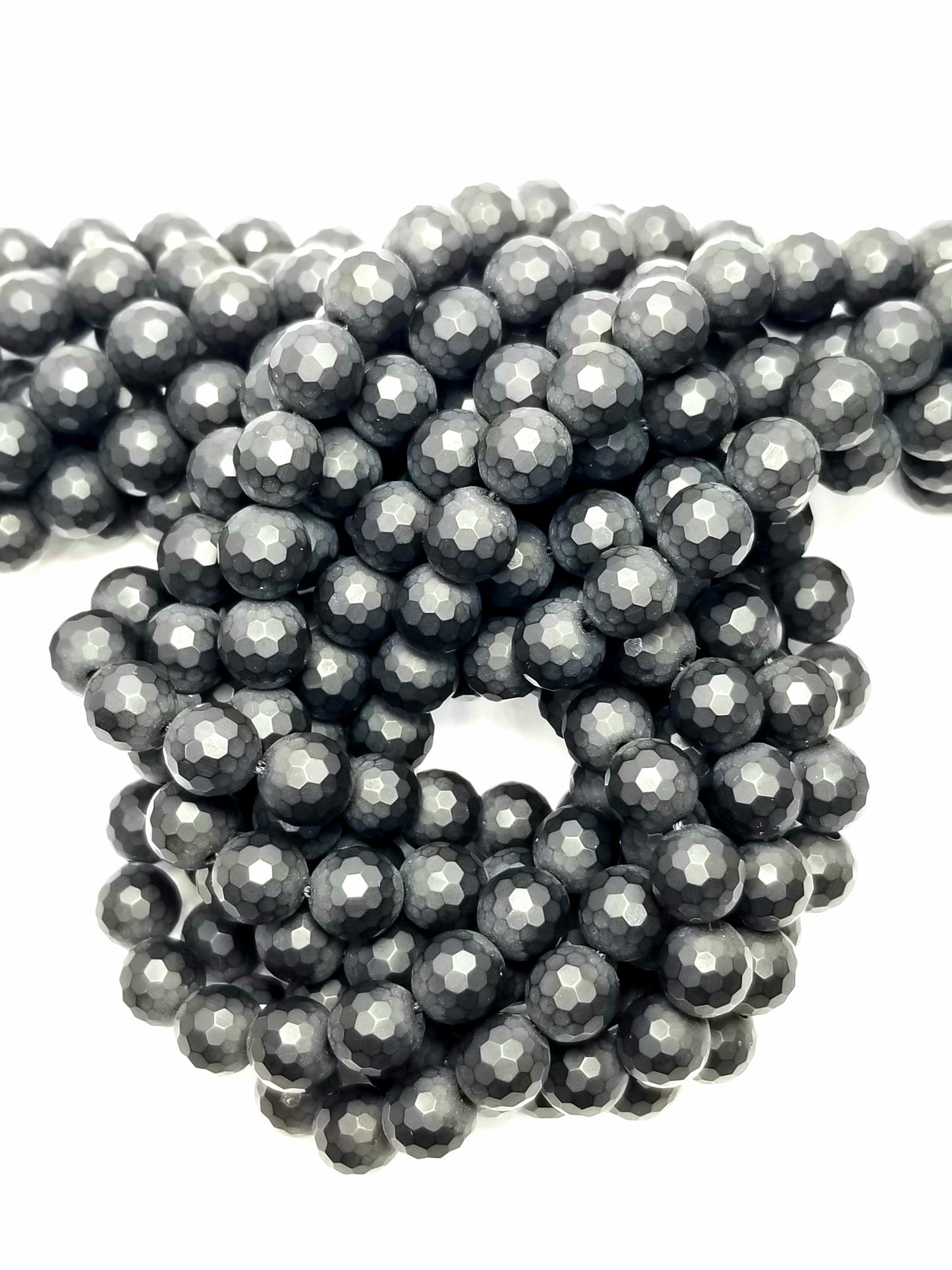 Black Onyx (Round)(Faceted)(Matte)(16"Strand)