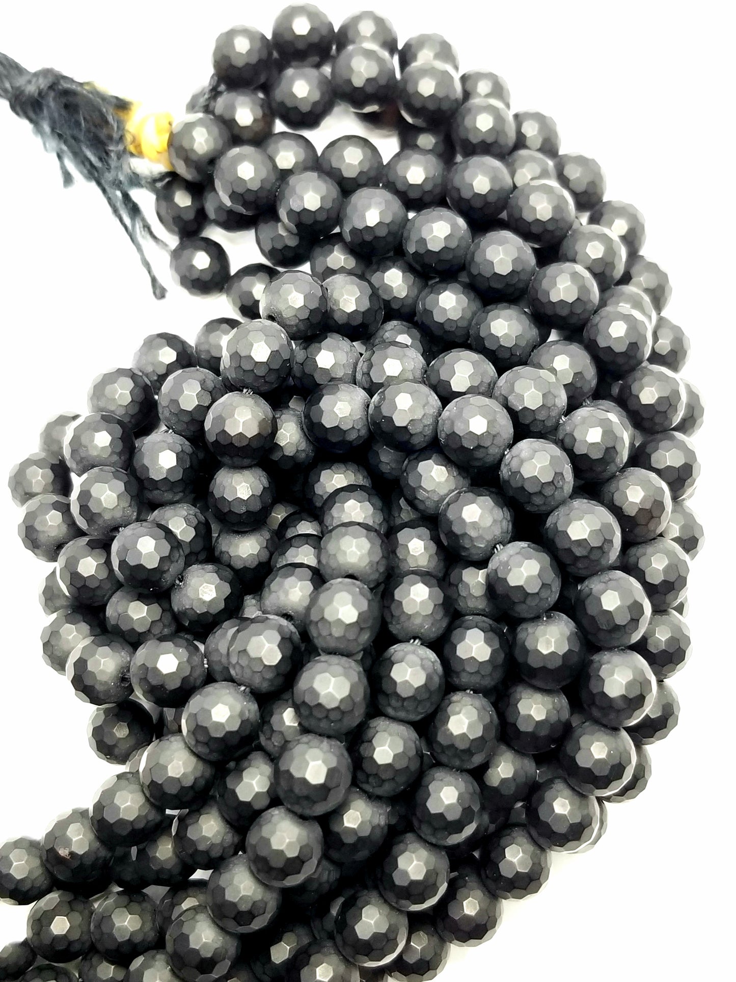 Black Onyx (Round)(Faceted)(Matte)(16"Strand)