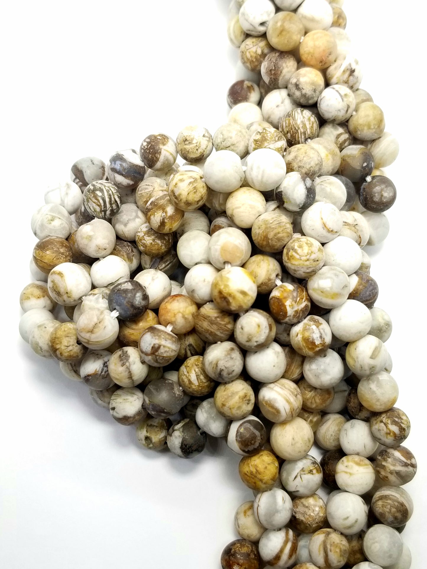 Bamboo Agate (Round)(Matte)(16"Strand)