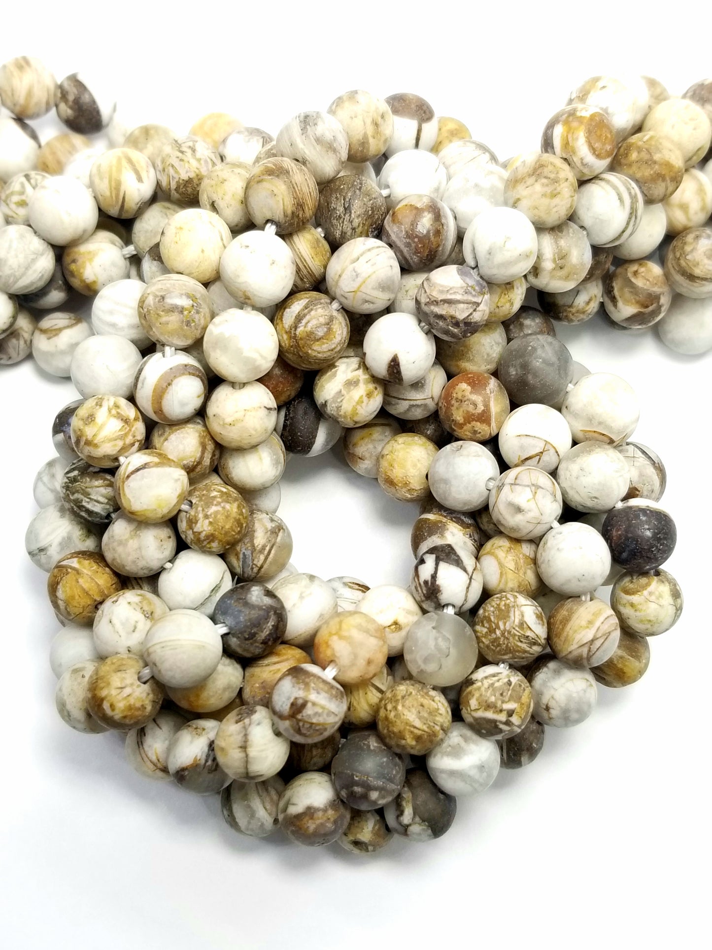 Bamboo Agate (Round)(Matte)(16"Strand)