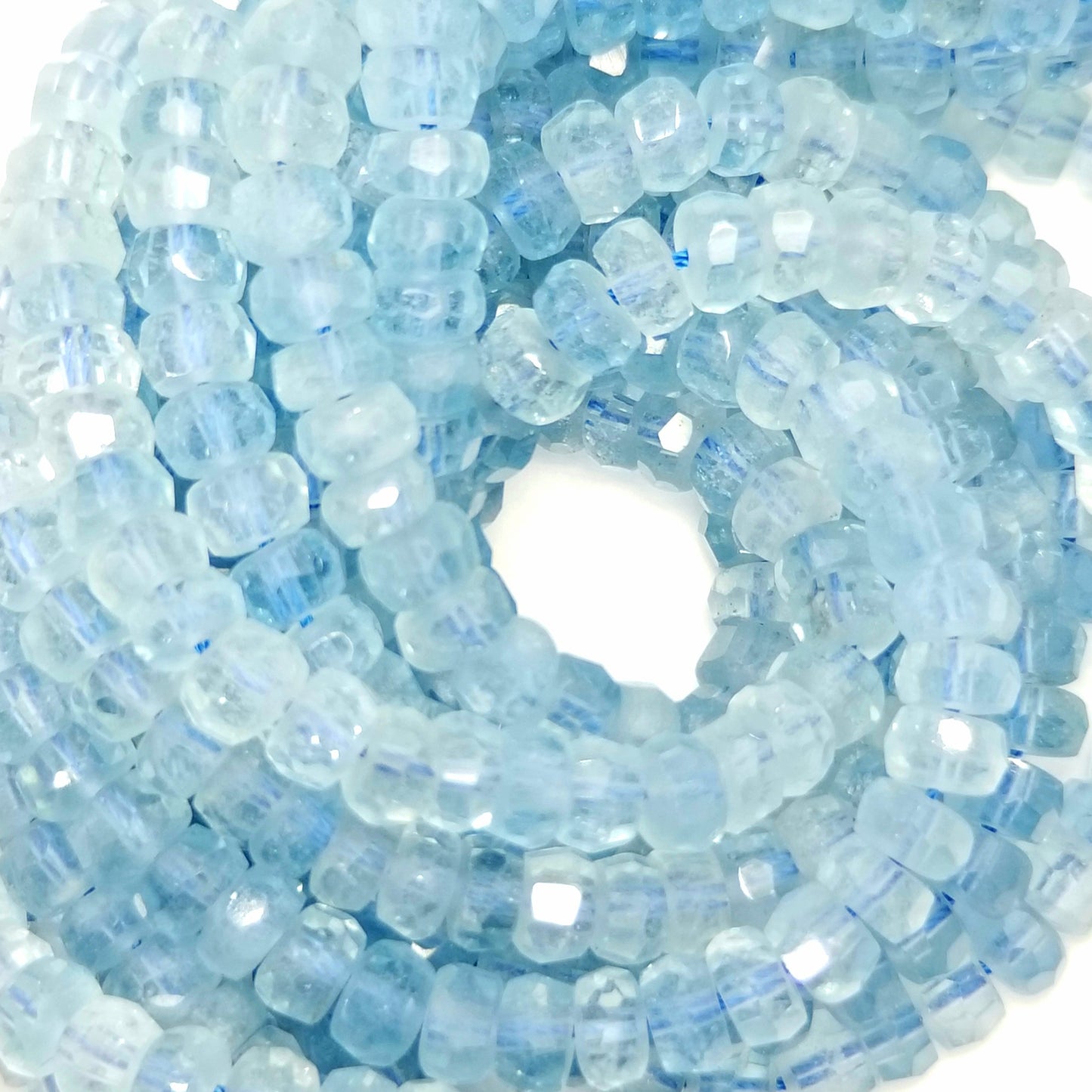 Aquamarine (Rondelle)(Faceted)(16"Strand)