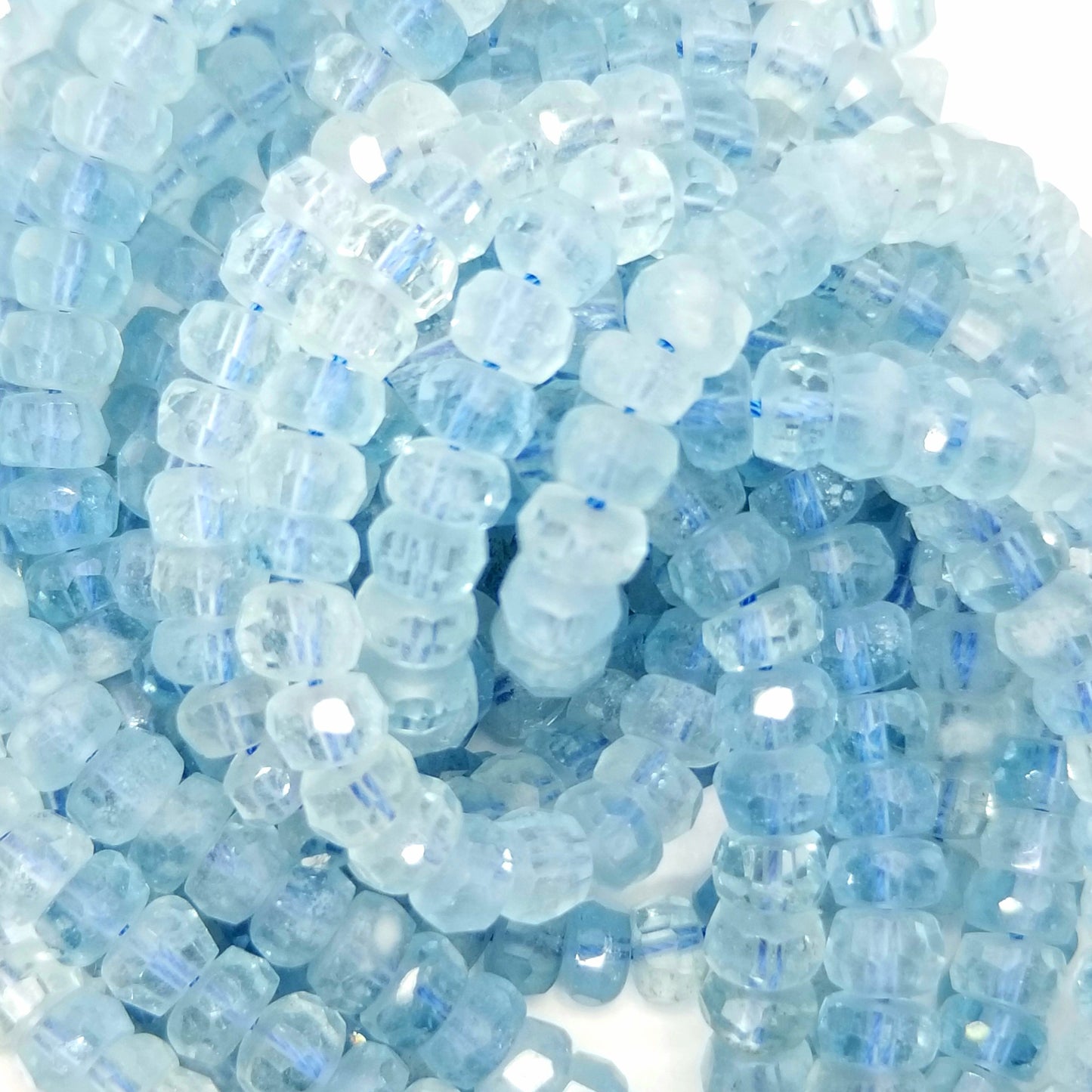 Aquamarine (Rondelle)(Faceted)(16"Strand)