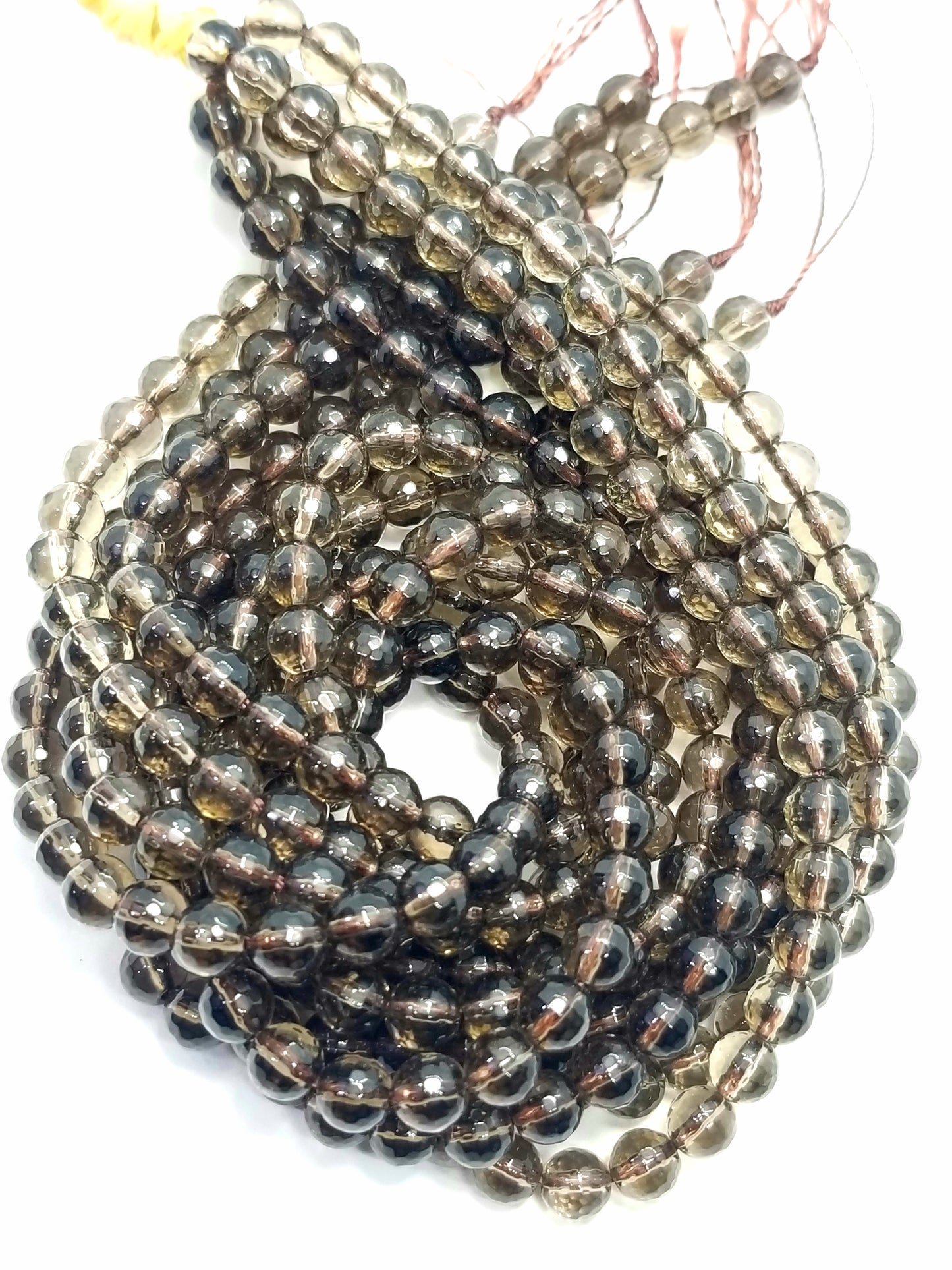 Smoky Quartz (Round)(Faceted)(16"Strand)