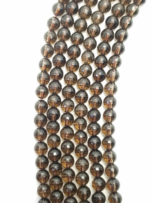 Smoky Quartz (Round)(Faceted)(16"Strand)