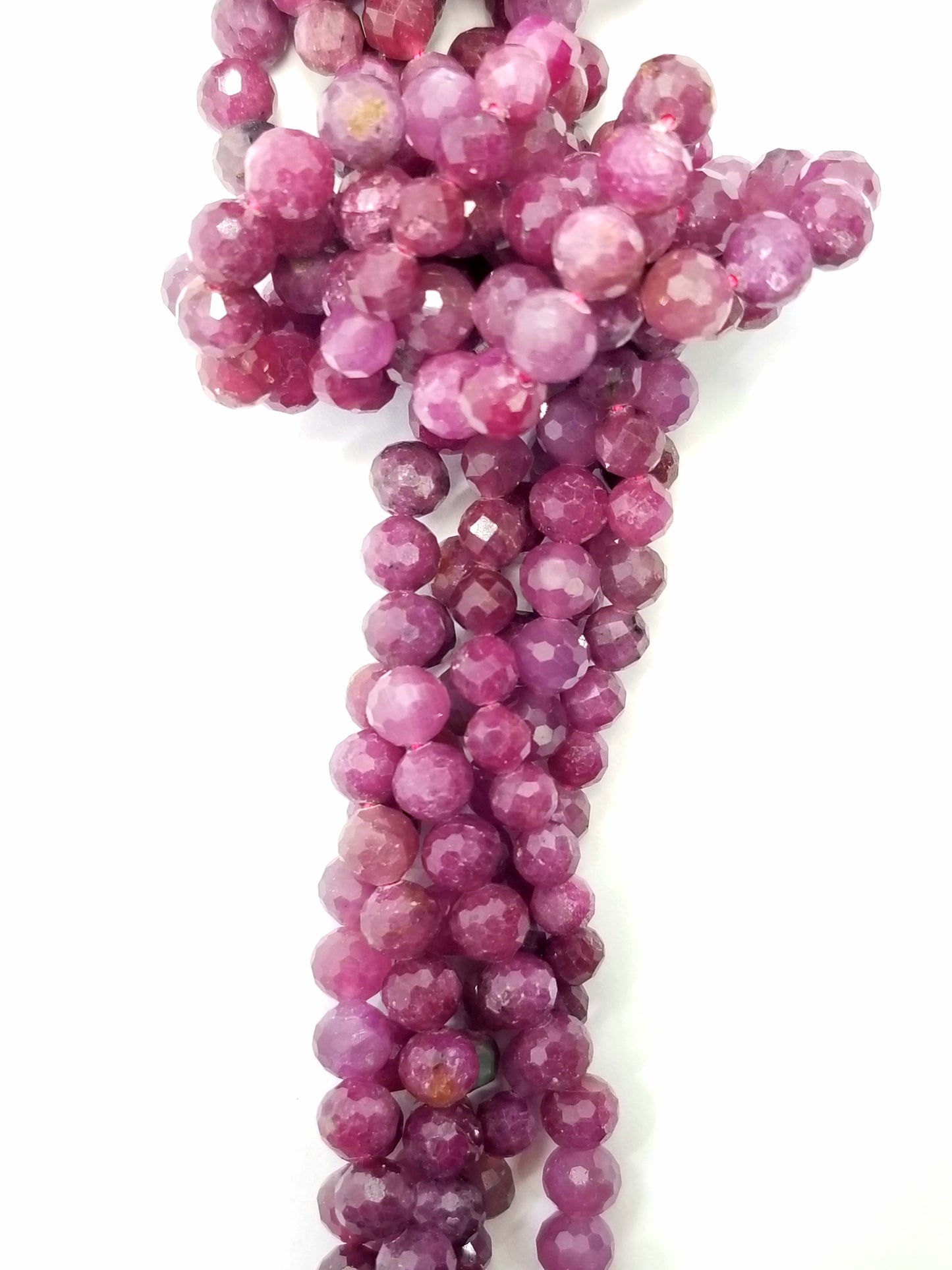 Ruby (Round)(Micro)(Faceted)(5mm)(6mm)(16"Strand)