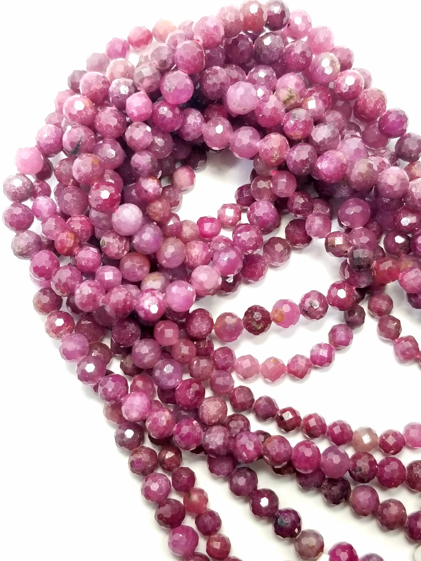 Ruby (Round)(Micro)(Faceted)(5mm)(6mm)(16"Strand)