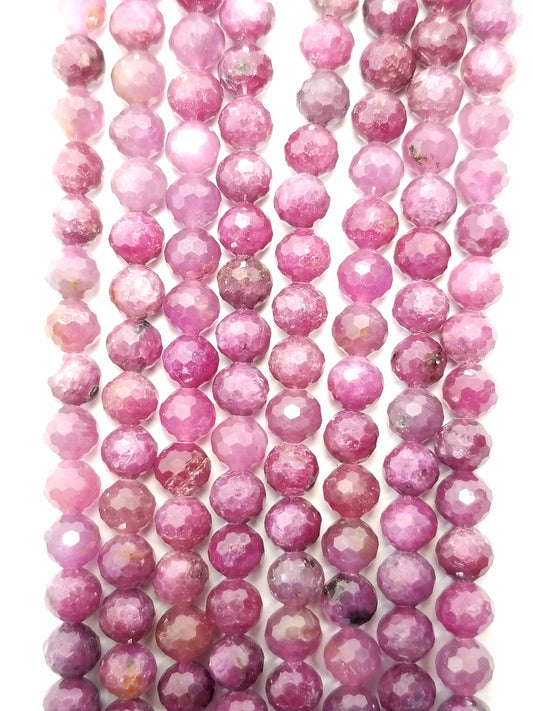 Ruby (Round)(Micro)(Faceted)(5mm)(6mm)(16"Strand)