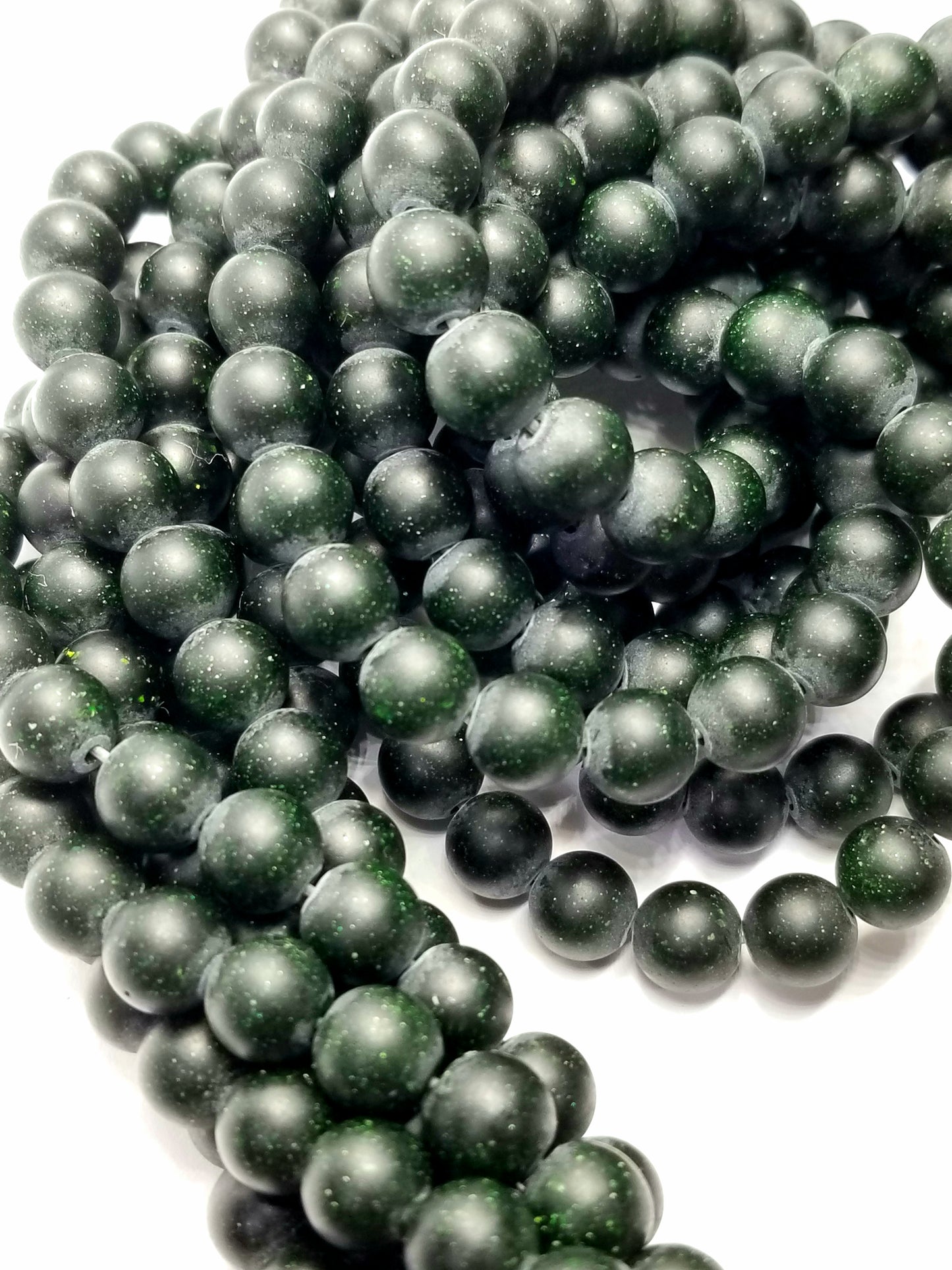 Green Goldstone (Round)(Matte)(16"Strand)