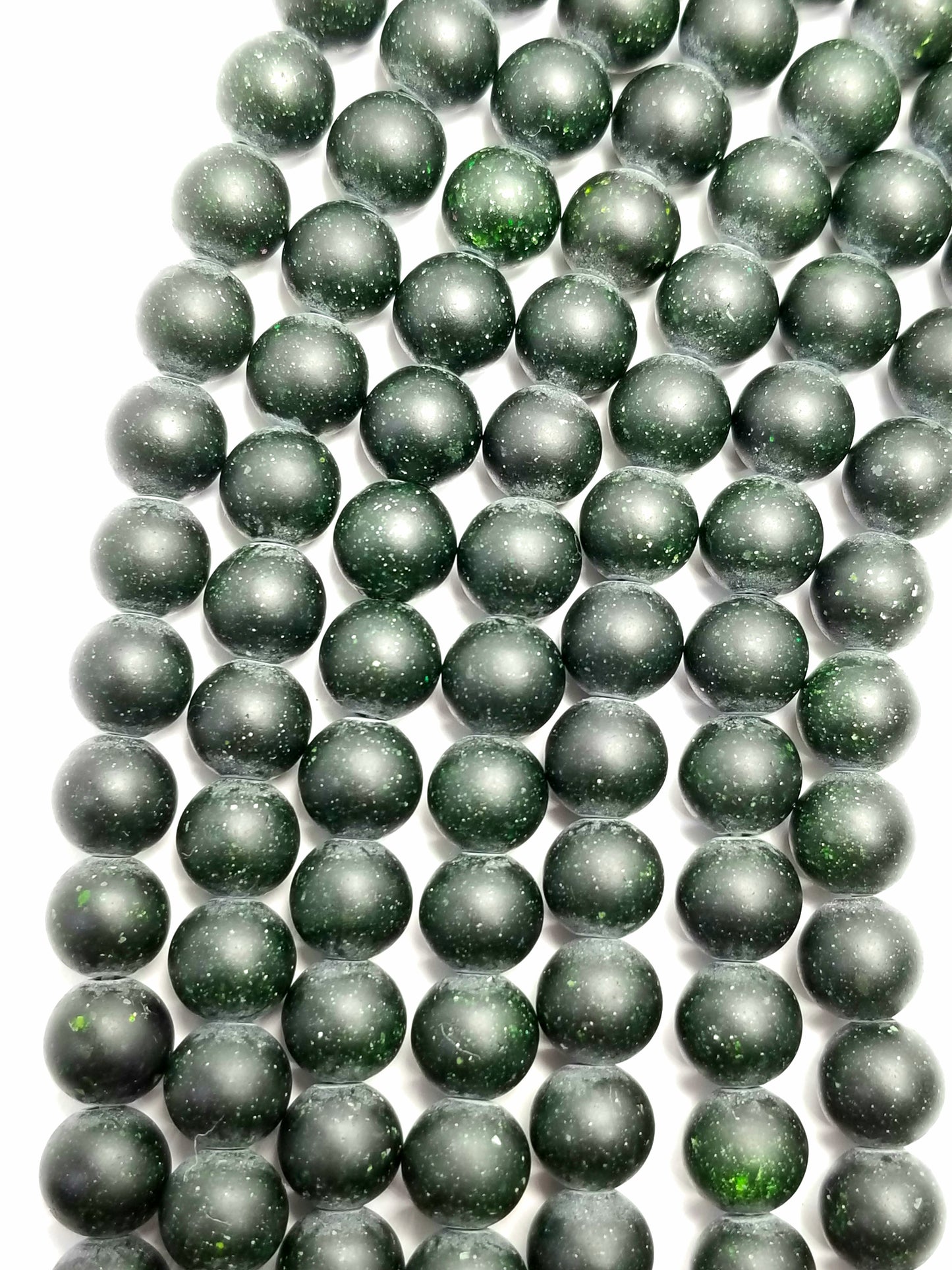 Green Goldstone (Round)(Matte)(16"Strand)