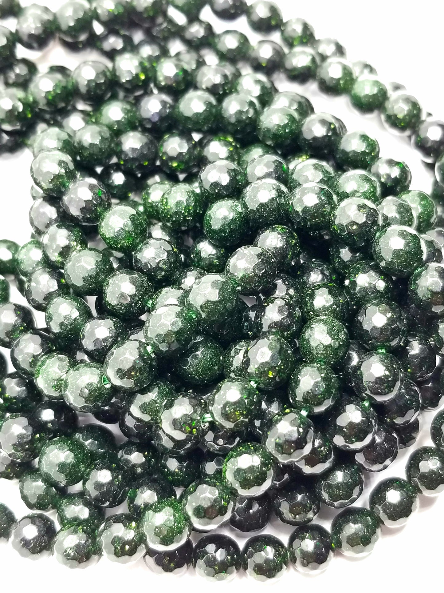 Green Goldstone (Round)(Faceted)(16"Strand)