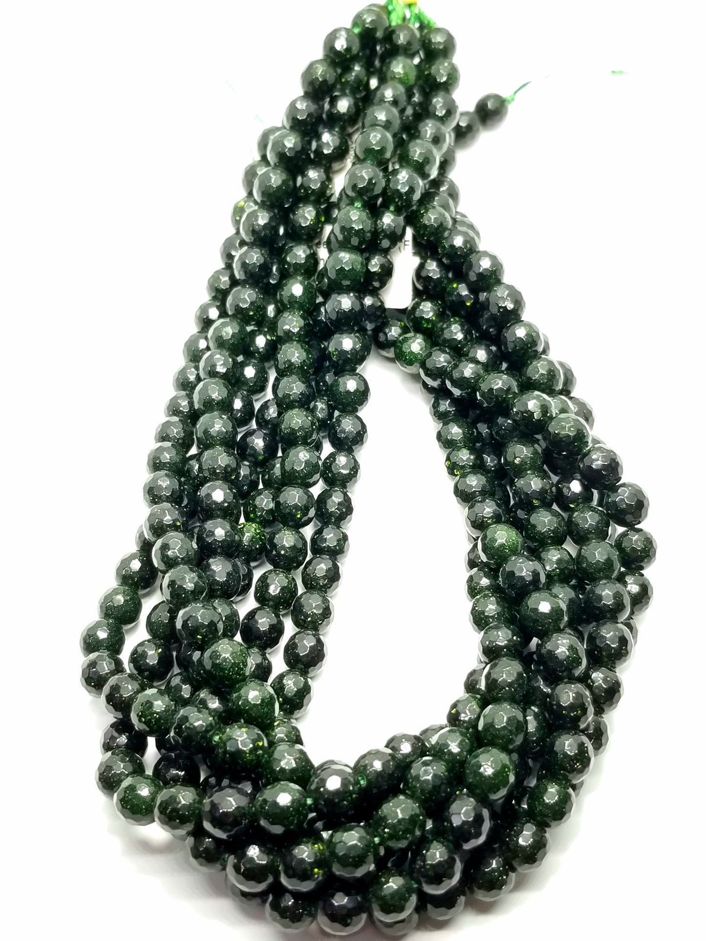 Green Goldstone (Round)(Faceted)(16"Strand)