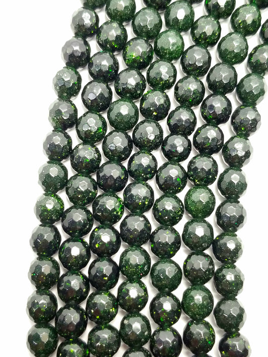 Green Goldstone (Round)(Faceted)(16"Strand)