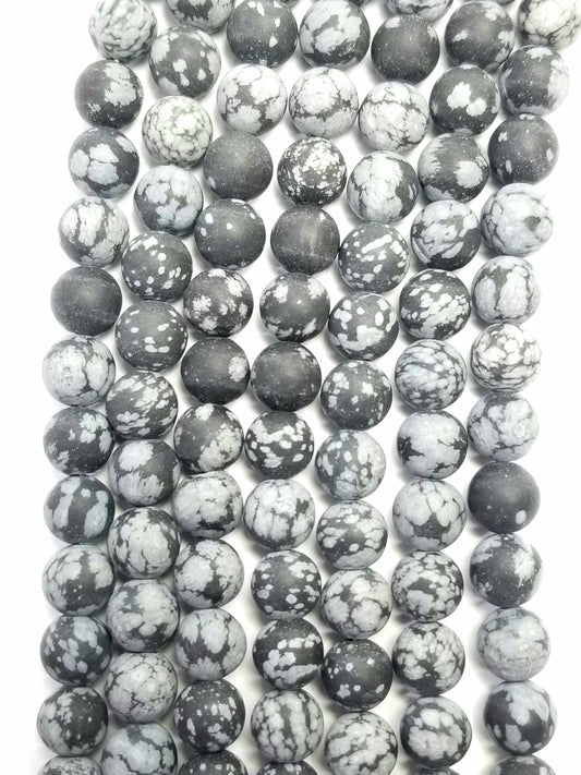 Snowflake Obsidian (Round)(Matte)(16"Strand)