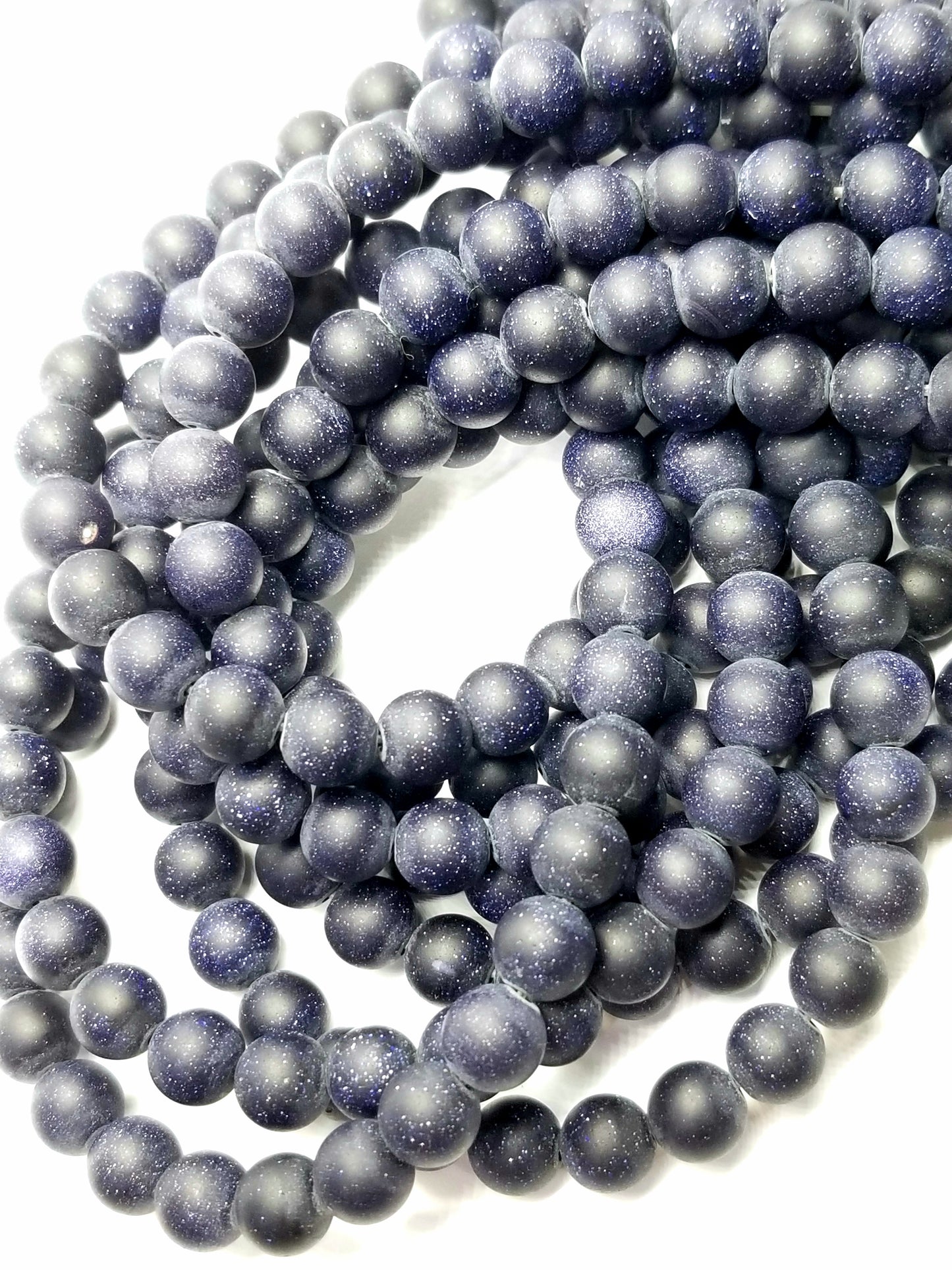 Blue Goldstone (Round)(Matte)(16"Strand)