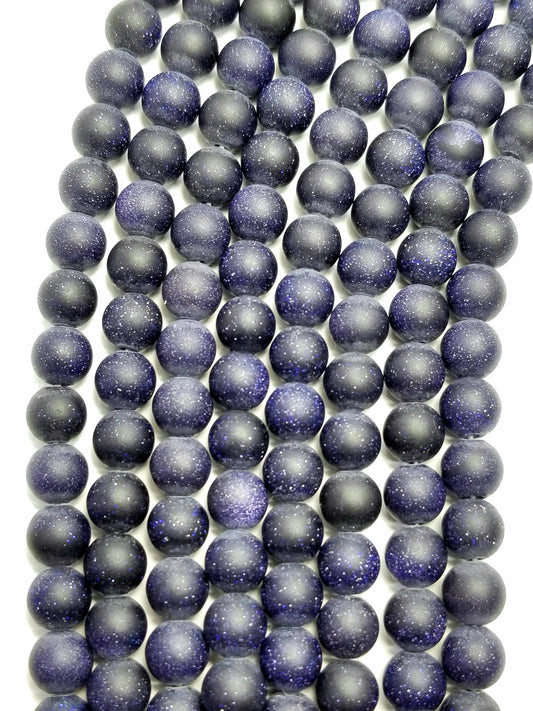 Blue Goldstone (Round)(Matte)(16"Strand)