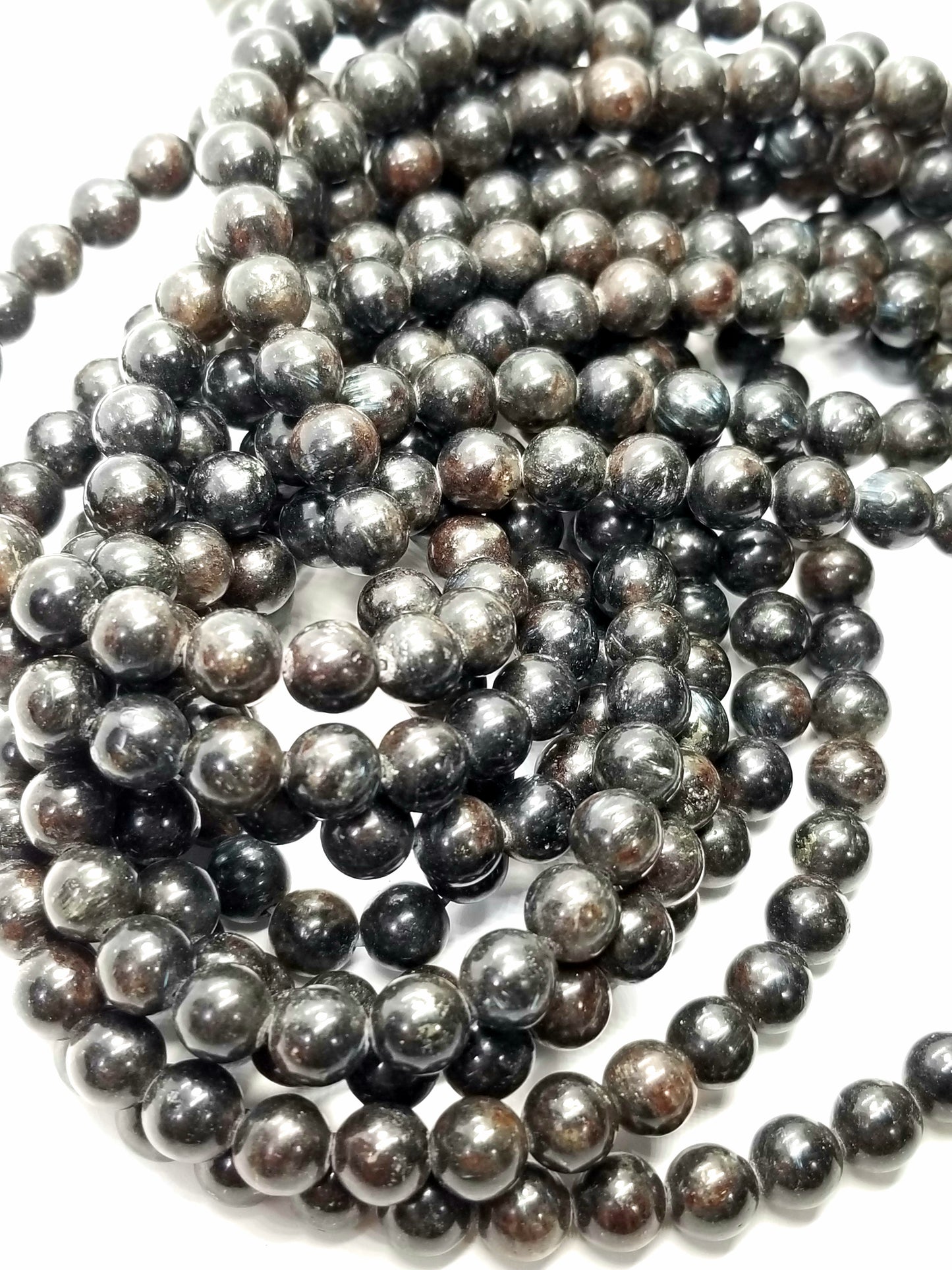 Arfvedsonite (Round)(Smooth)(6mm)(8mm)(10mm)(12mm)(16"Strand)