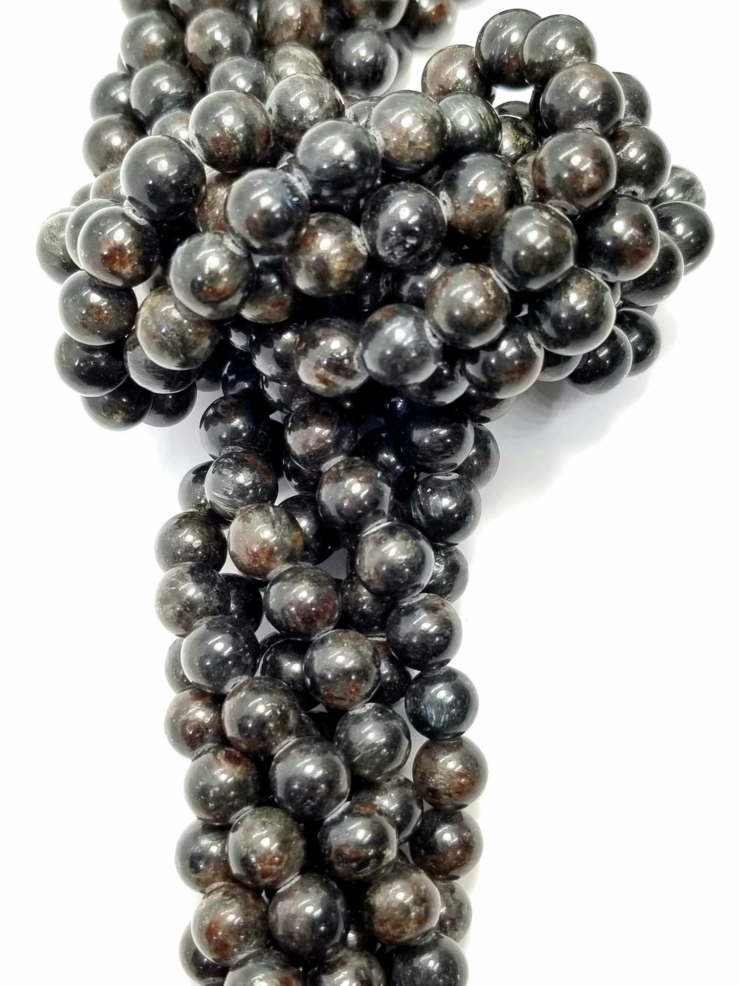 Arfvedsonite (Round)(Smooth)(6mm)(8mm)(10mm)(12mm)(16"Strand)