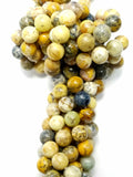 Yellow Dendritic Opal (Round)(Smooth)(16"Strand)