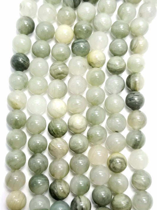 Seaweed Agate (Round)(Smooth)(4mm)(6mm)(8mm)(10)(16"Strand)