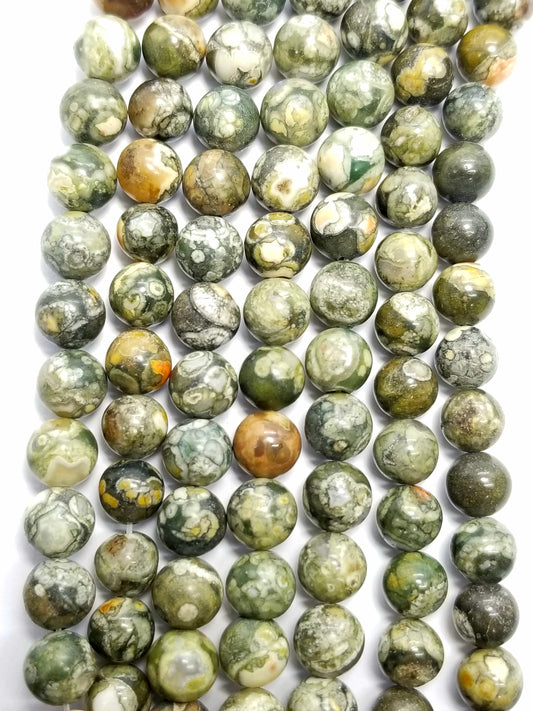 Green Rhyolite (Round)(Smooth)(16"Strand)