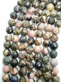 Rhodonite (Round)(Faceted)(16"Strand)