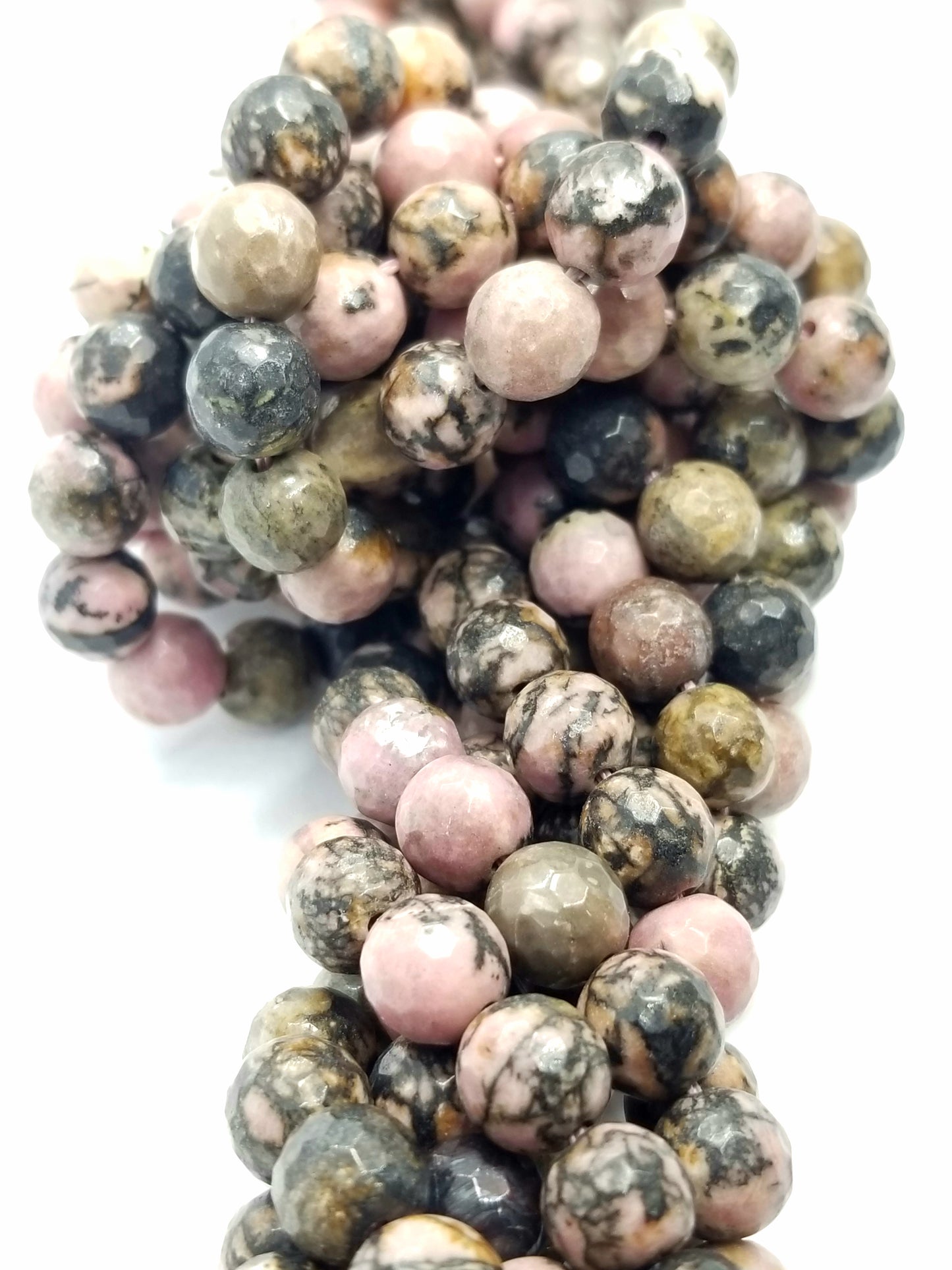 Rhodonite (Round)(Faceted)(16"Strand)