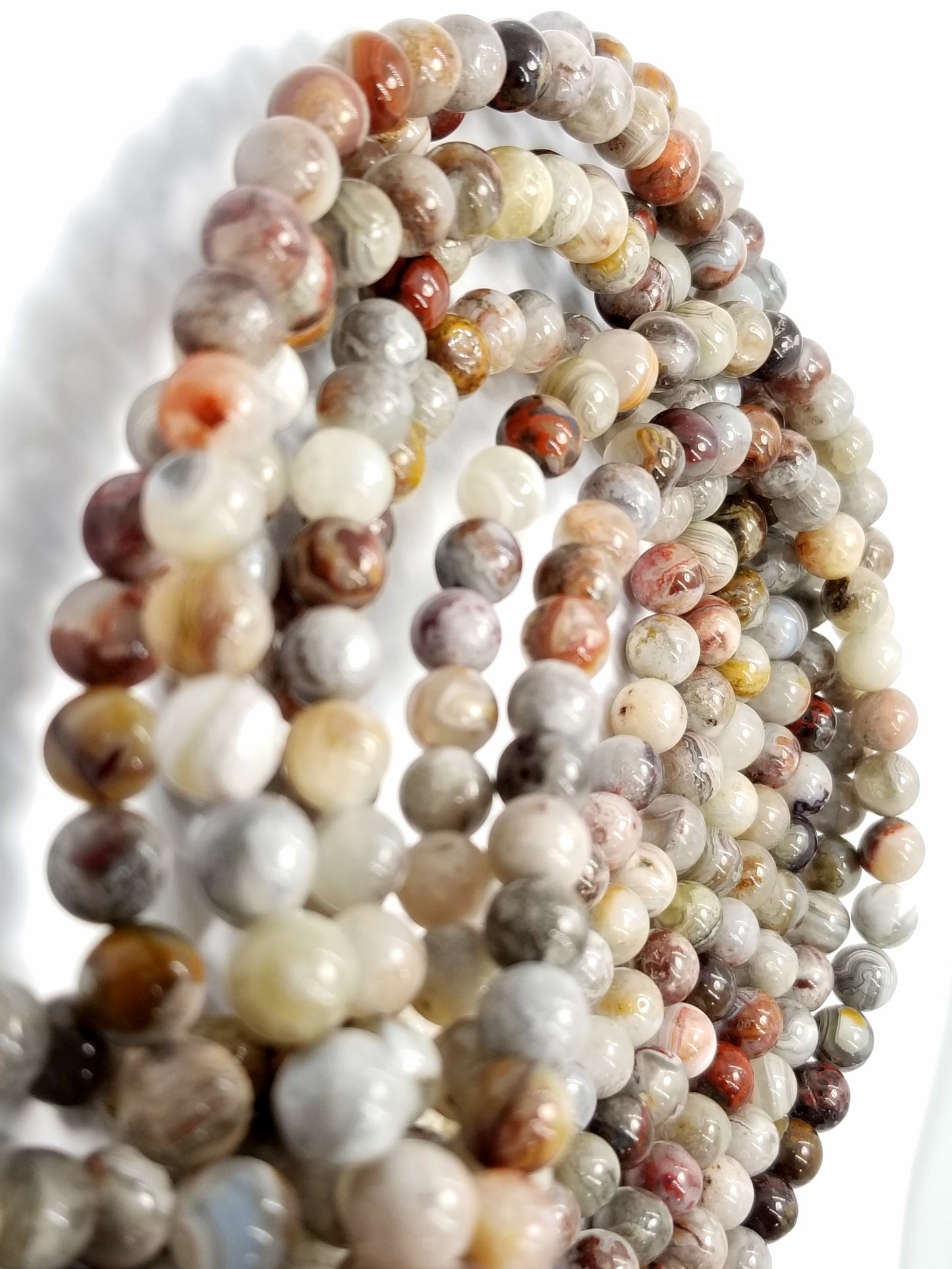 Laguna Lace Agate (Round)(Smooth)(16"Strand)