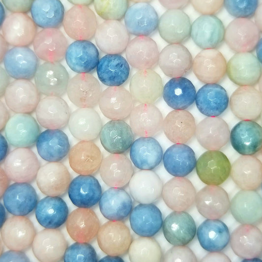 Aquamarine/Morganite Mix (Round)(Faceted)(16"Strand)