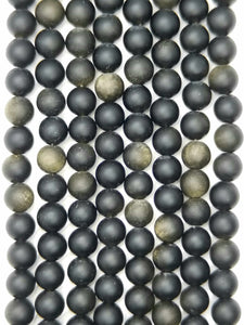 Golden Obsidian (Round)(Matte)(4mm)(6mm)(8mm)(10mm)(16"Strand)